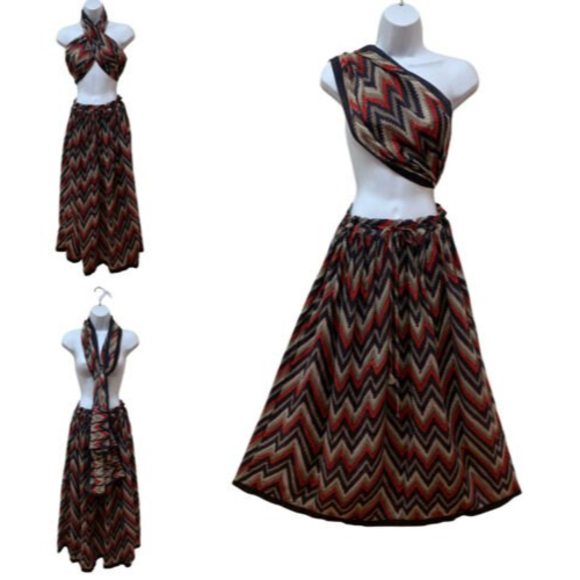 Vintage Anokhi Women’s OS Cotton Boho Long Maxi Skirt with Matching Scarf NEW